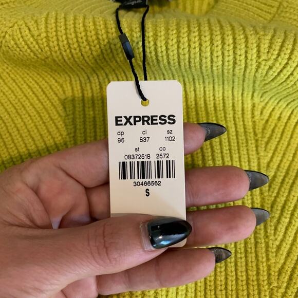 Express Sweater Womens S Small Wasabi Cutout Long Sleeve Drop Cut Hem Pullover - Picture 9 of 13